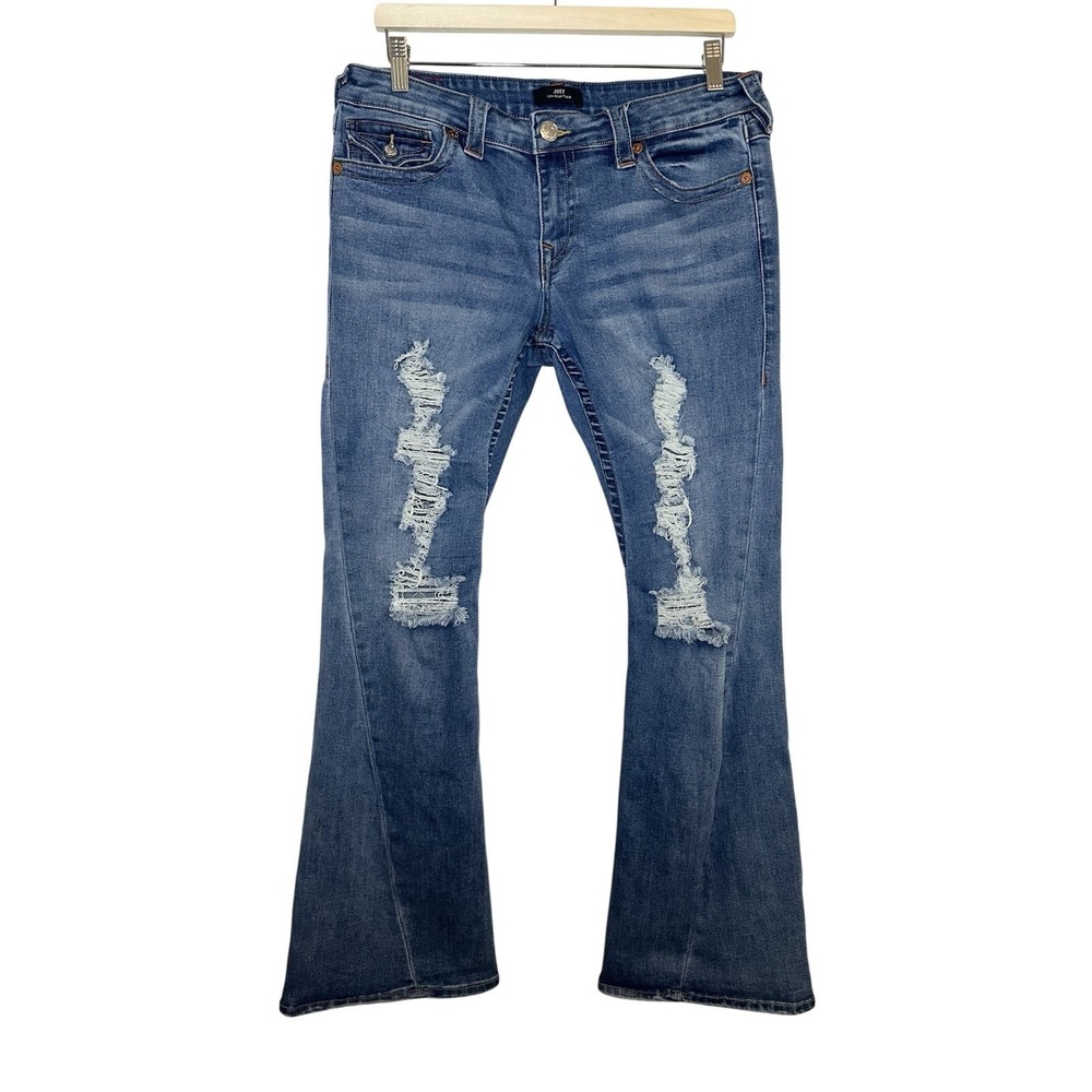 True Religion Joey Low Rise Flare Distressed Jeans Denim Y2K Women's 31